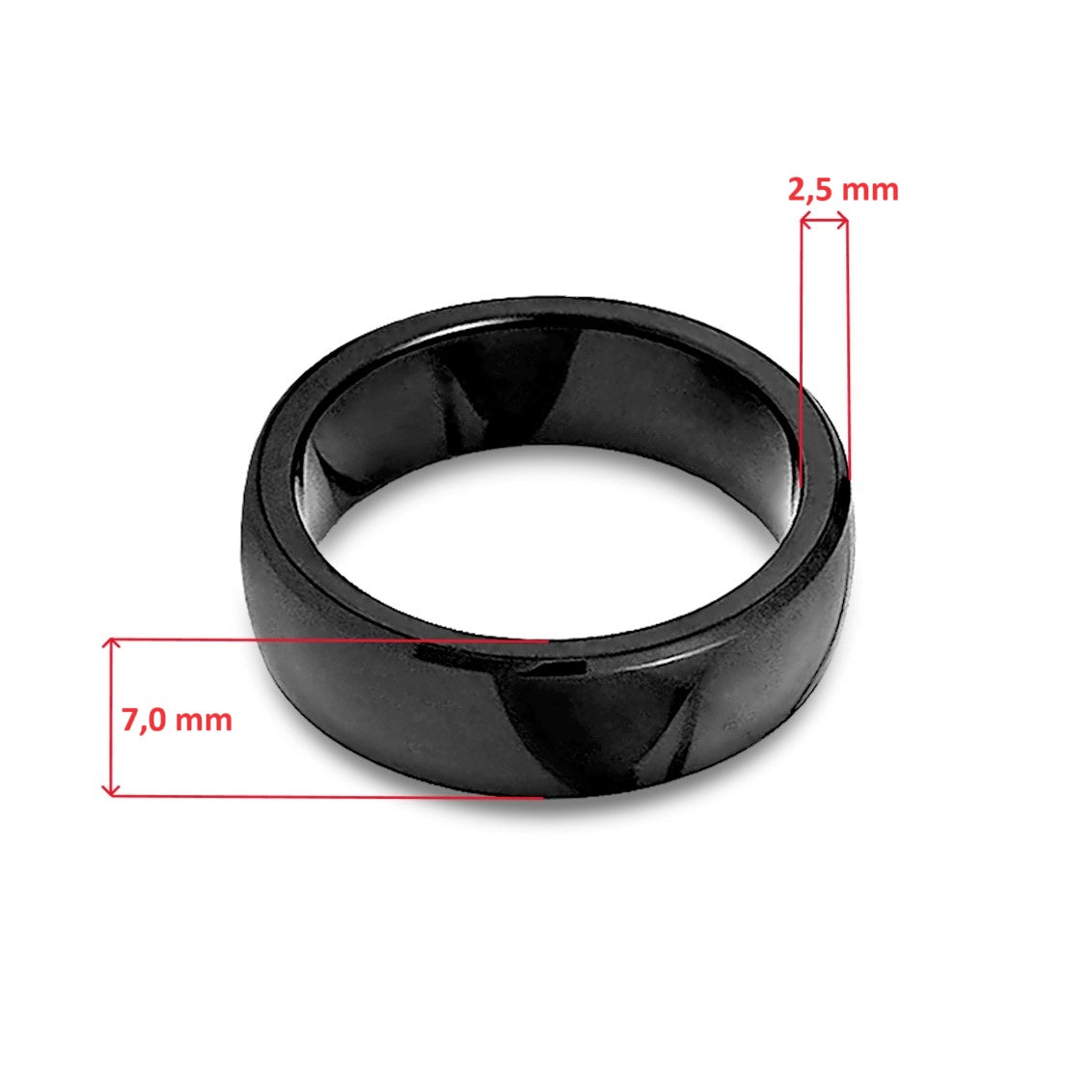 Misure Anello Nero Lucido